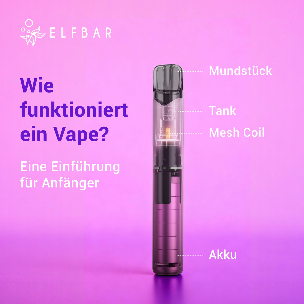 Wie funktioniert ein Vape? Ein Vaping Anfngerguide | ELFBAR Wie funktioniert ein Vape? Ein Vaping Anfngerguide | ELFBAR