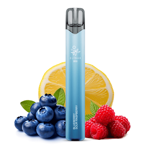 ELFBAR 800 Einweg-Vape in Blau mit Blaubeere, Himbeere und Zitrone Geschmack, ideal für Produkteigenschaften.