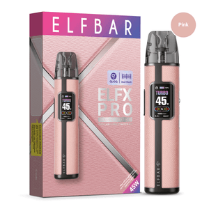 ELFX Pro Pink E-Zigarette: Kompaktes Design mit 45W Leistung, Farbdisplay und Akku. Produktabbildung für Farbvariante.