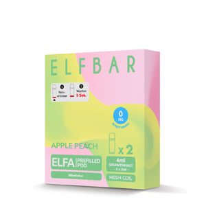 ELFBAR ELFA Prefilled Pod Apple Peach mit 2x 2ml Pods, nikotinfrei 0mg, Mesh Coil Technologie.