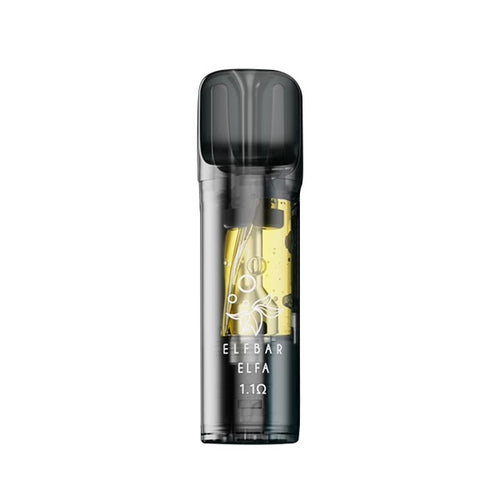 ELFA Refillable Pod 1.1 Ω mit goldfarbenem Liquid und Mesh-Coil, kompatibel mit ELFA Serie.
