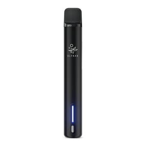 ELFA TURBO Kit Black Knight E-Zigarette mit blauem Ladeindikator auf Produktseite.