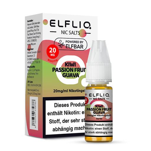 ELFLIQ Kiwi Passion Fruit Guava Nikotinsalz Liquid, 10ml Flasche 20mg/ml, mit Karton. Fruchtiges Aroma. Img