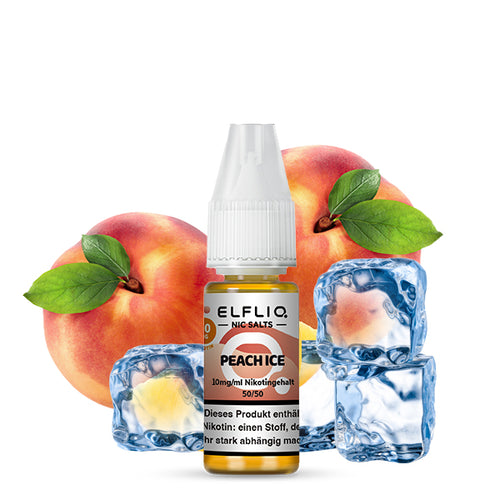 ELFLIQ Peach Ice 10ml Nikotinsalz Liquid mit Pfirsich & Eiswürfeln, 10mg/ml, 50/50.