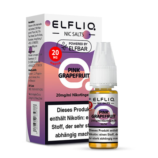 ELFLIQ Pink Grapefruit Nikotinsalz Liquid 10ml Flasche mit 20mg Nikotingehalt, 50/50 VG/PG, inklusive Karton. Img