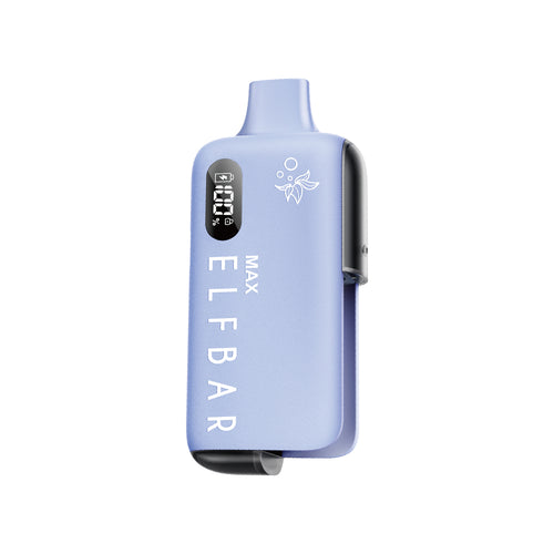 ELFBAR MAX Kit Akkuträger hellblau mit Display und 100% Akkustand, schlankes Design.