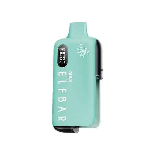 ELFBAR MAX Kit in Hellgrün, Akkuträger mit Display und floralem Motiv, ergonomisches Design.